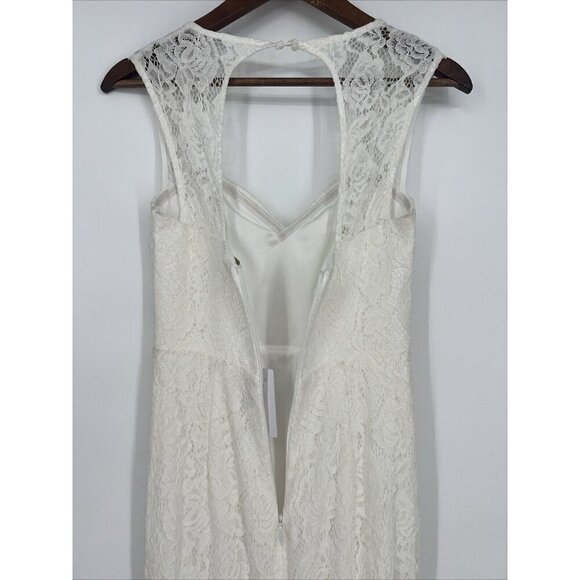 Lulus Womens Size XS Say Yes White Lace Off-the-Shoulder Mermaid Long Gown New - Picture 7 of 11